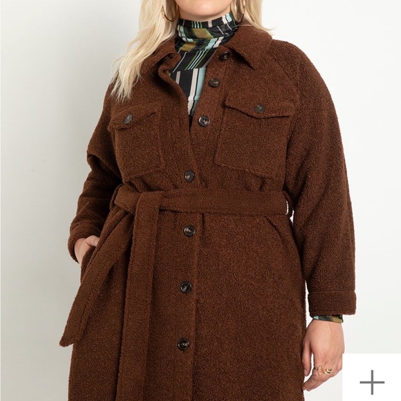 Eloquii Teddy Bear Shacket Coat NWOTs - Picture 2 of 4